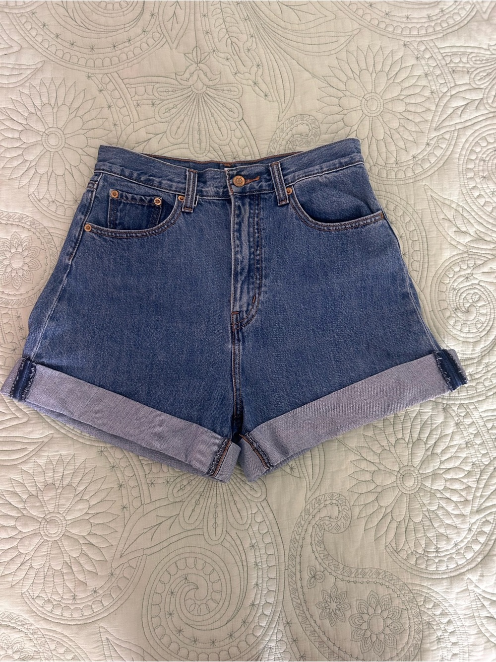 Levi's x Pokémon High-Rise Cuffed Blue Denim Shorts